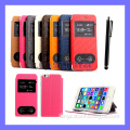 Colorful 4.7inch 5.5 Inch Double Window Slim PU Leather Case for iPhone 6 6s Cover